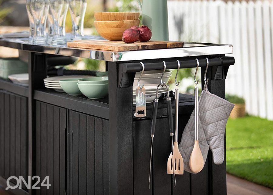 Abilaud välikööki valamuga Keter Unity Chef 51x237 cm, grafiit suurendatud