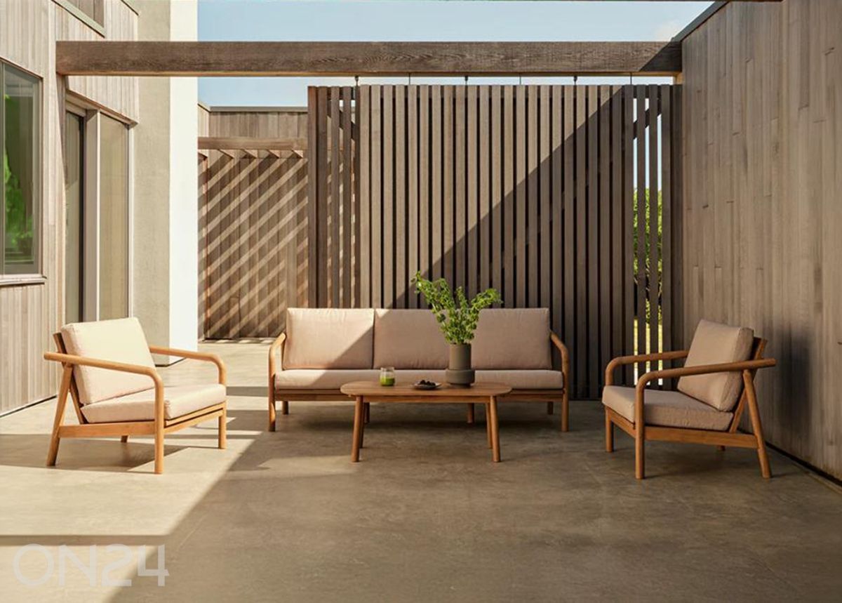 Aiamööbli komplekt William laud+2 tooli+diivan, hall suurendatud