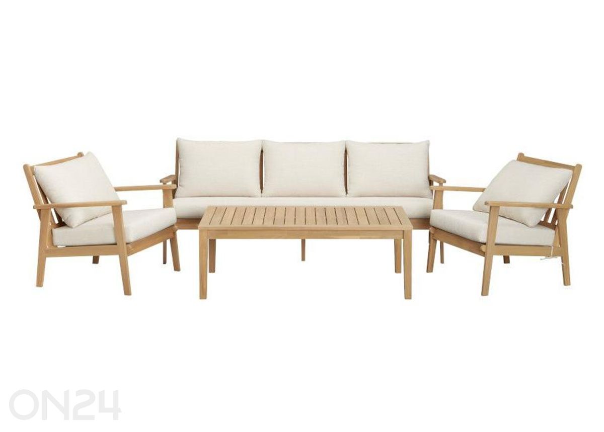 Aiamööbli komplekt Zamora laud+2 tooli+diivan, kreem suurendatud