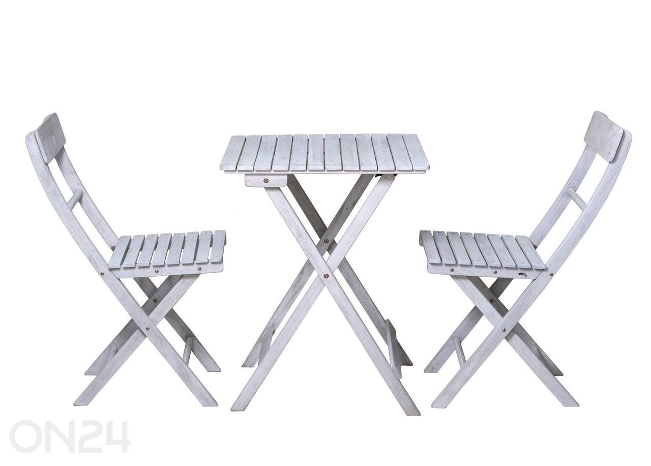 Aiamööblikomplekt laud + 2 tooli suurendatud