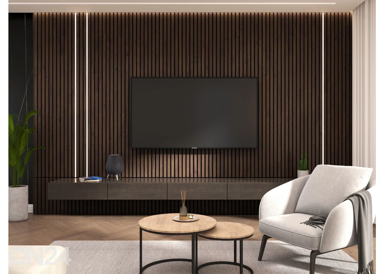 Akustiline seinapaneel täispuidust 240x40 cm suurendatud