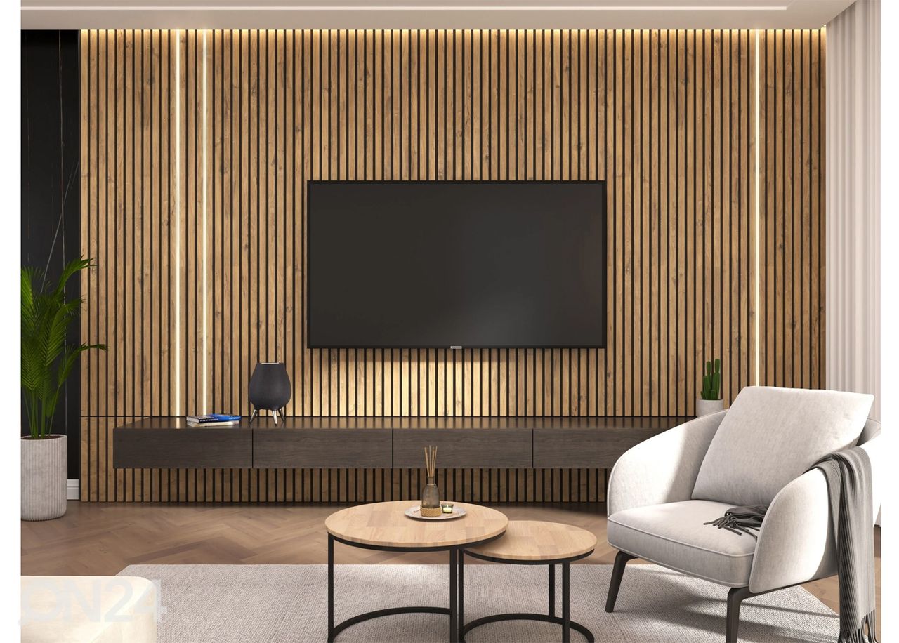 Akustiline seinapaneel täispuidust 240x60 cm suurendatud