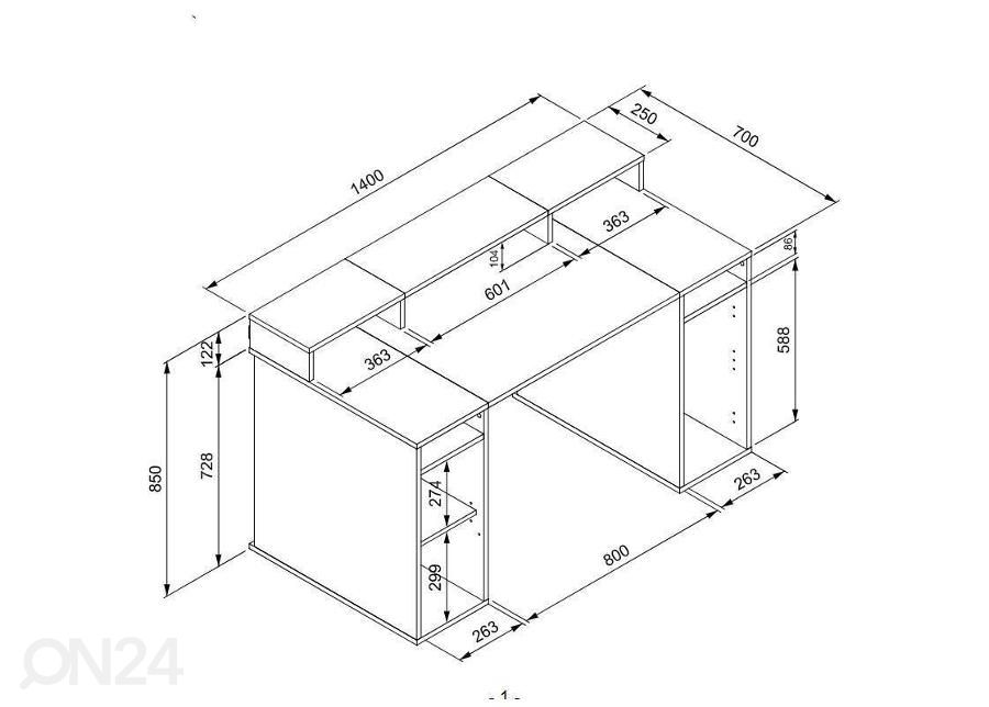 Arvutilaud Newcastle 140 cm suurendatud