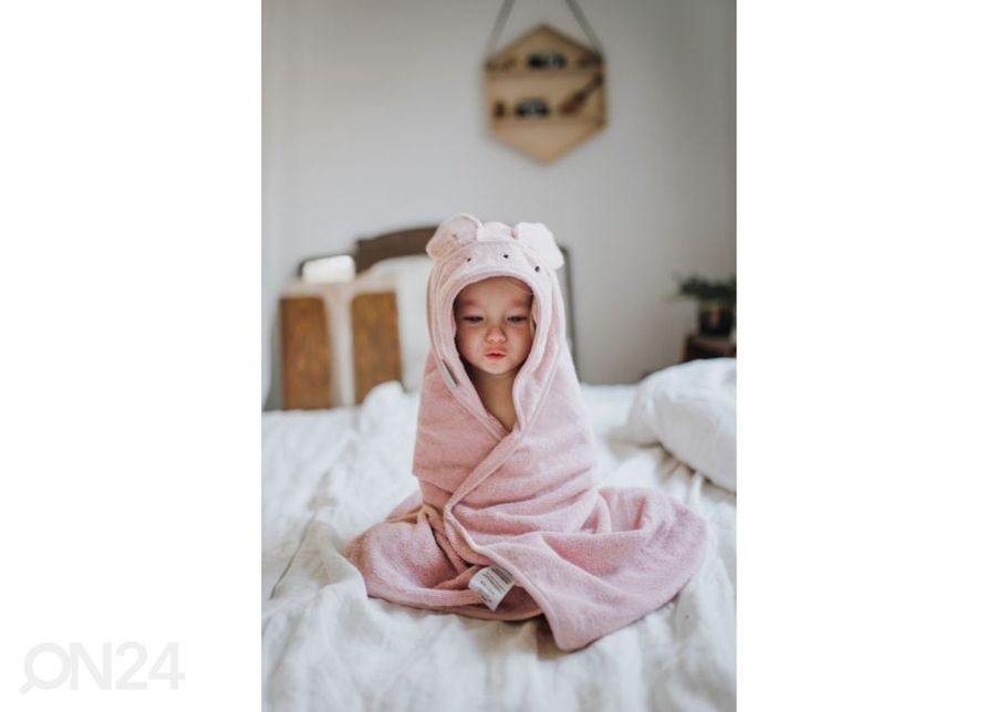 Bambusest beebi vannilina 85×85, puudriroosa suurendatud