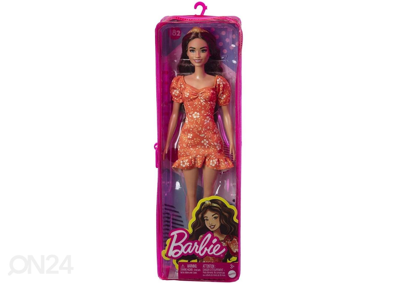 Barbie® Fashionistas® nukk oranži kleidiga suurendatud