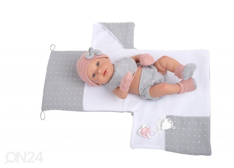 Beebinukk Salma Arias halli mähkimisalusega, 42 cm suurendatud