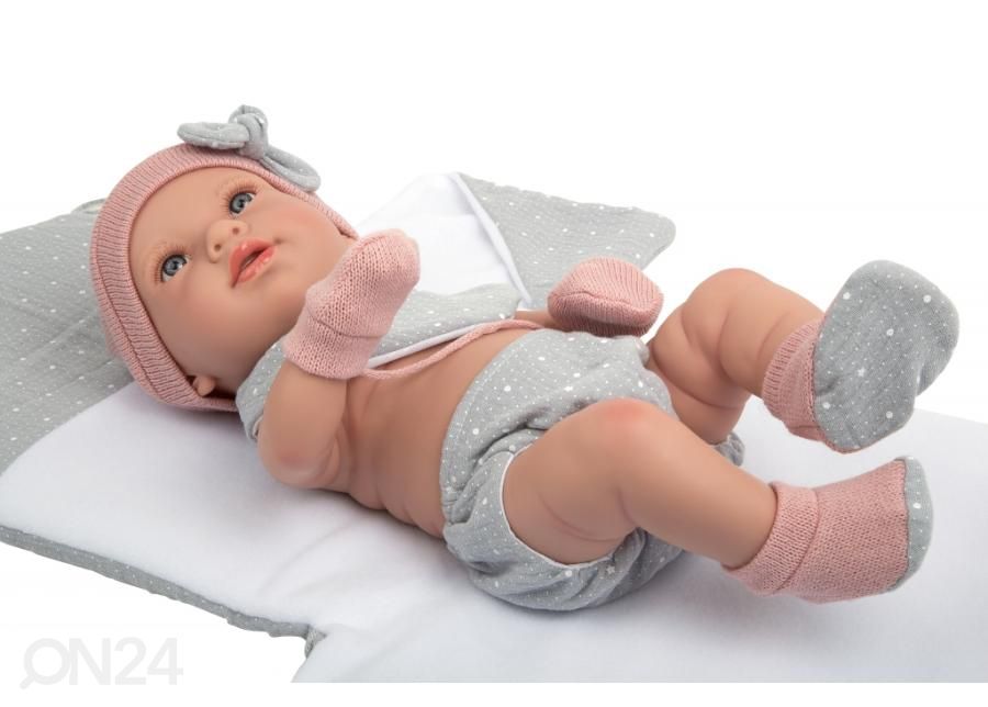 Beebinukk Salma Arias halli mähkimisalusega, 42 cm suurendatud