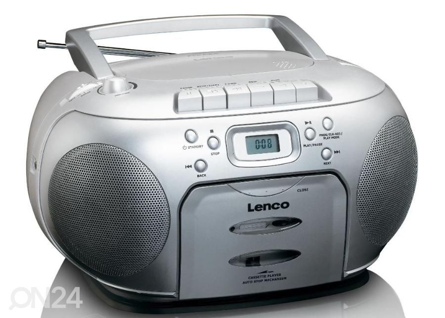 CD-raadio kassetimängijaga Lenco, hõbedane suurendatud