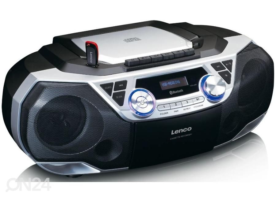CD-raadio Lenco SCD120SI, must/hõbe suurendatud