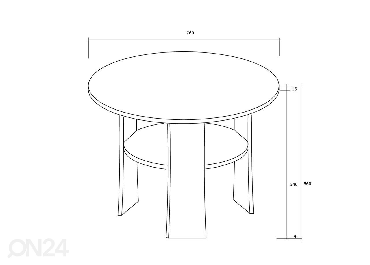 Diivanilaud Ø 75 cm suurendatud