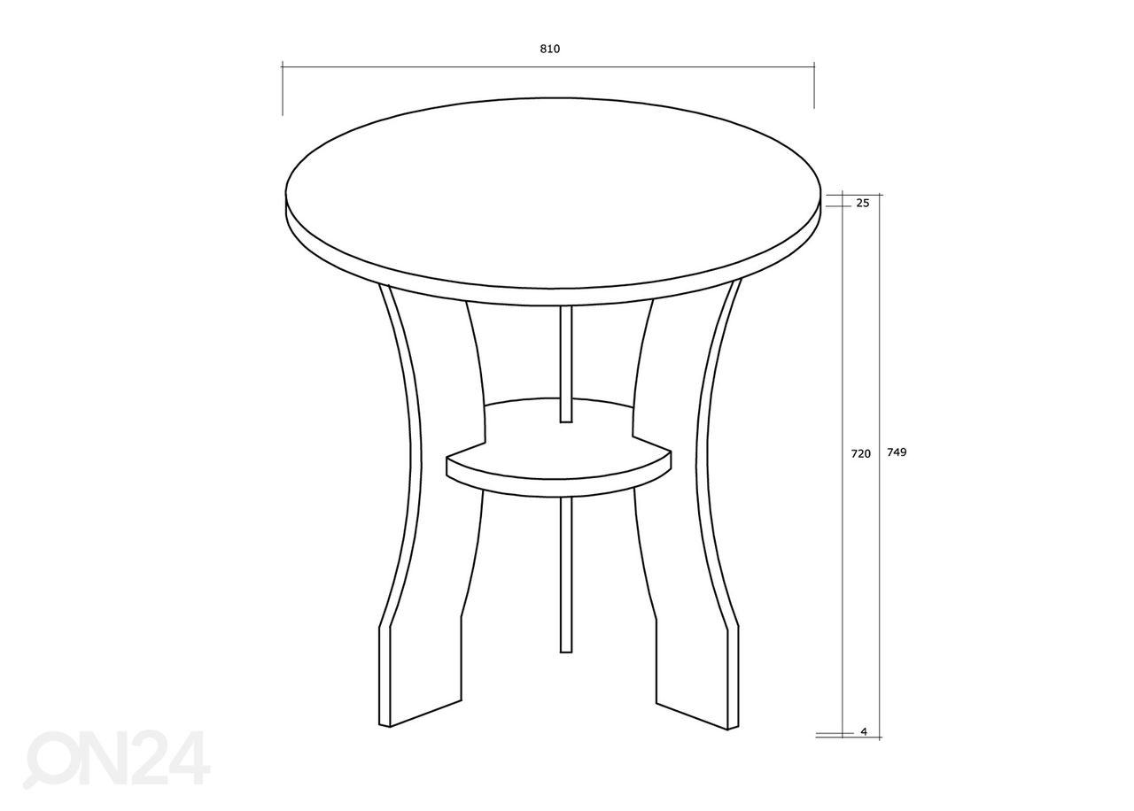 Diivanilaud Ø 80 cm suurendatud