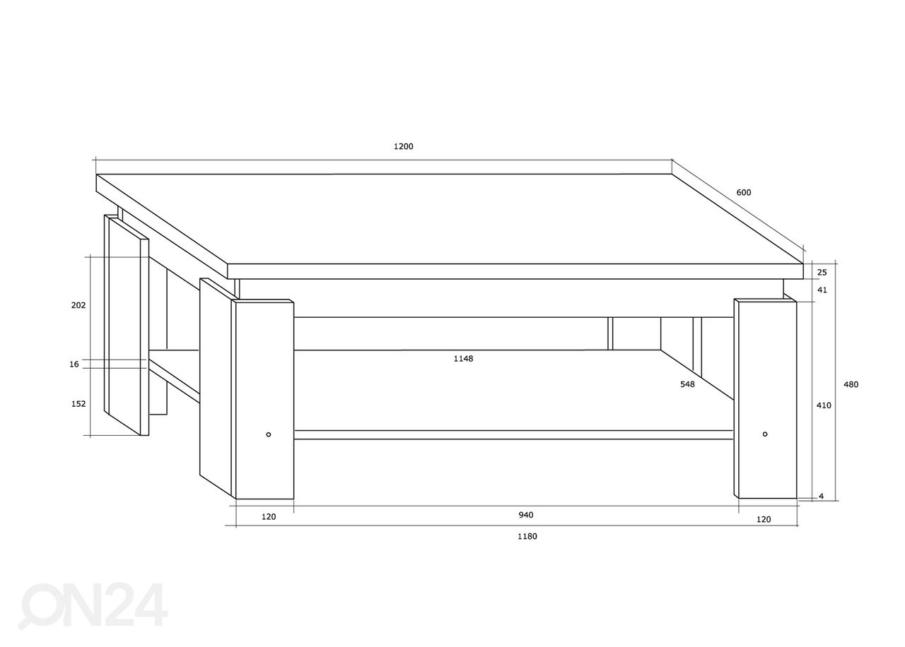 Diivanilaud 120x60 cm suurendatud