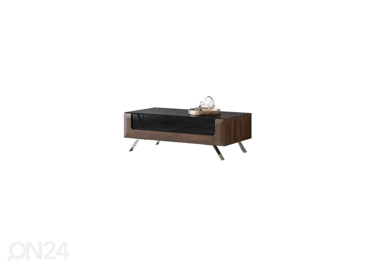 Diivanilaud Cassandra 110x65 cm, pähkel/läikiv must suurendatud