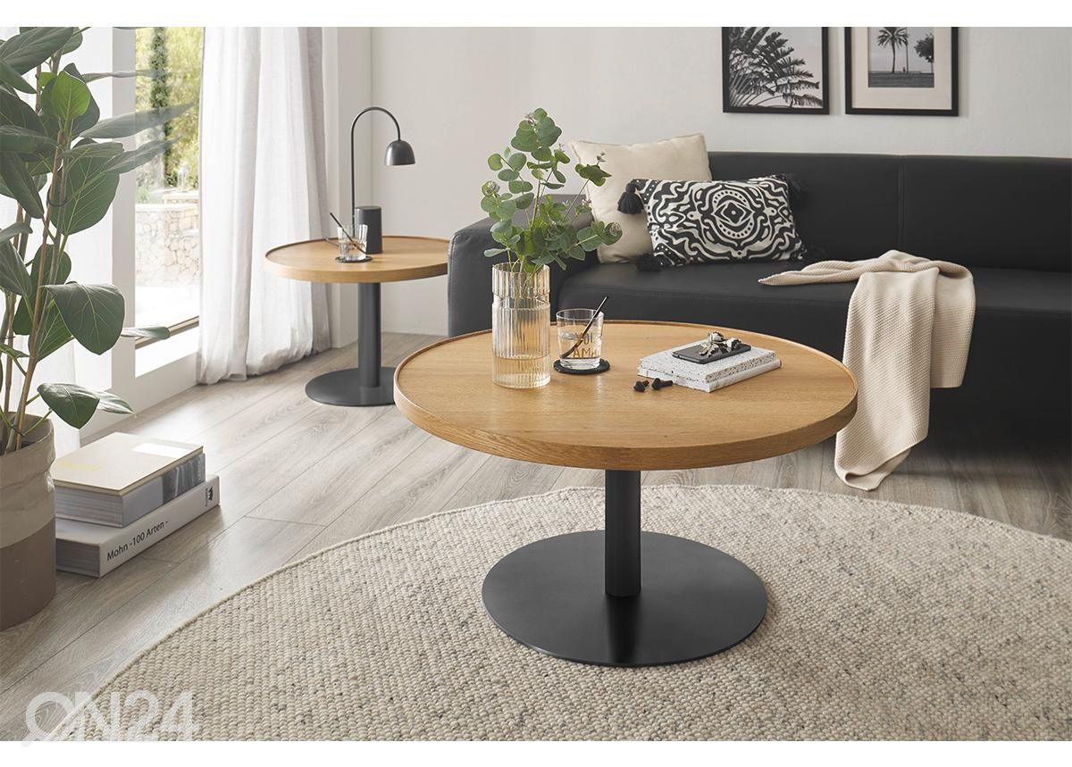 Diivanilaud Monteverde tamm/must Ø60 cm suurendatud