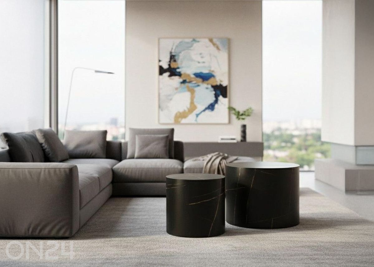 Diivanilaudade komplekt Bud 2tk, must/kuldne suurendatud