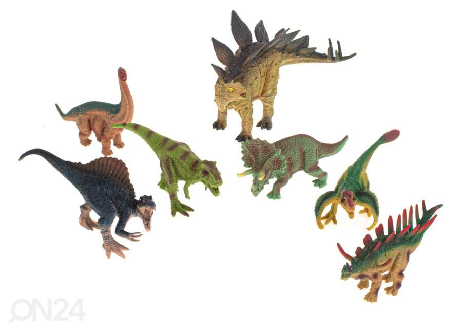 Dinosauruste figuurid 7 tk + matt ja tarvikute komplekt suurendatud