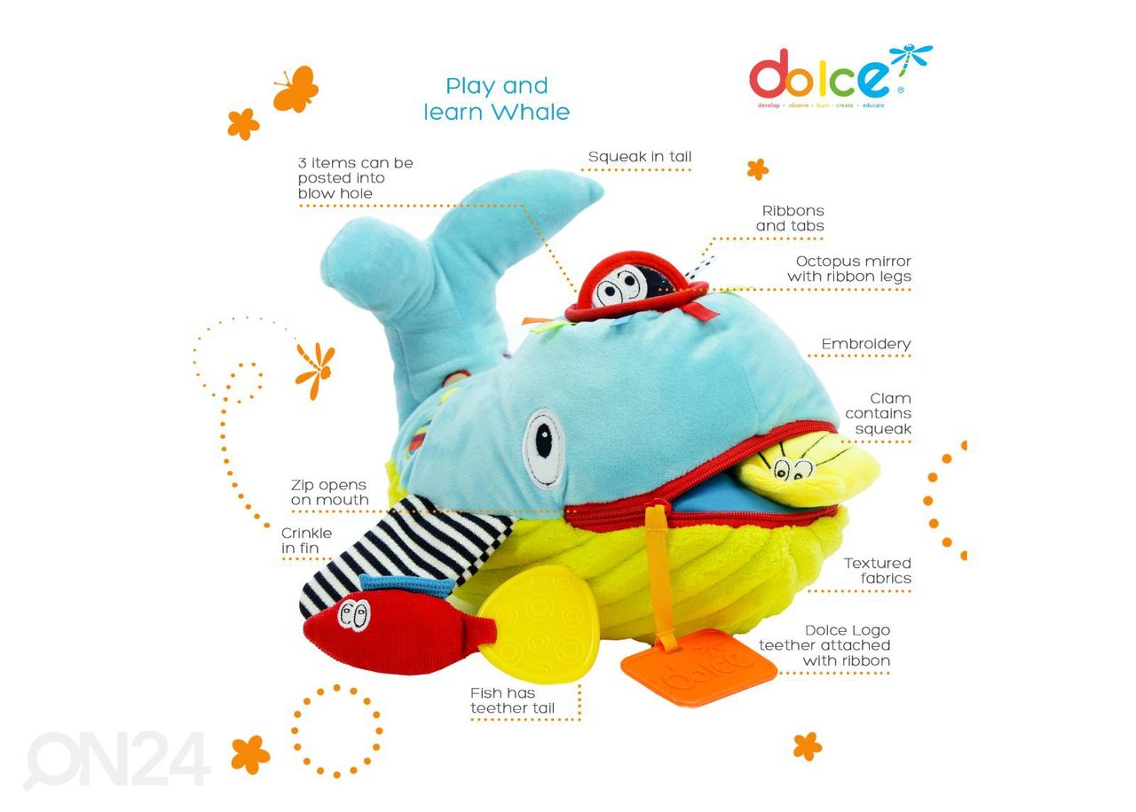 Dolce Toys pehme arendav mänguasi vaal Wallie suurendatud