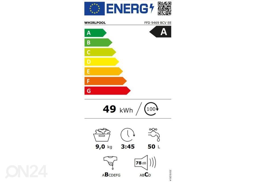 Eestlaetav pesumasin Whirlpool FFD9469BCVEE suurendatud