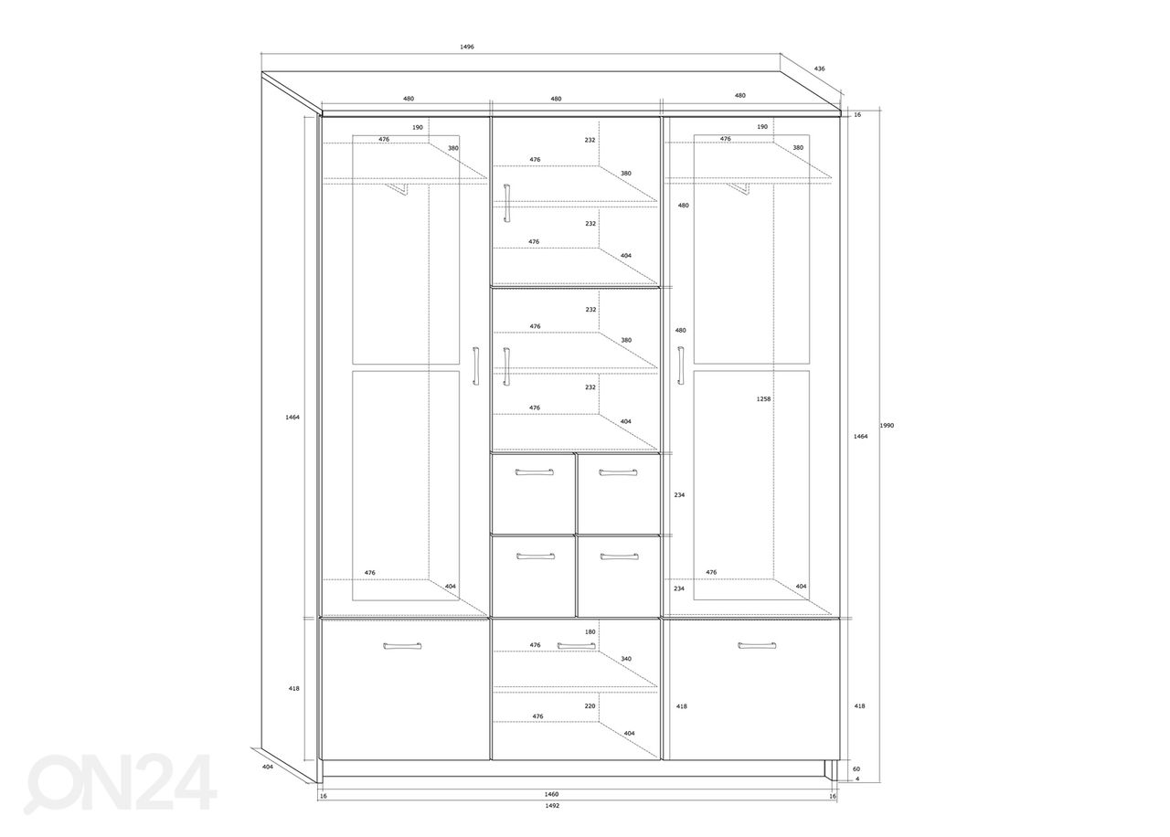 Esikukapp 150 cm suurendatud