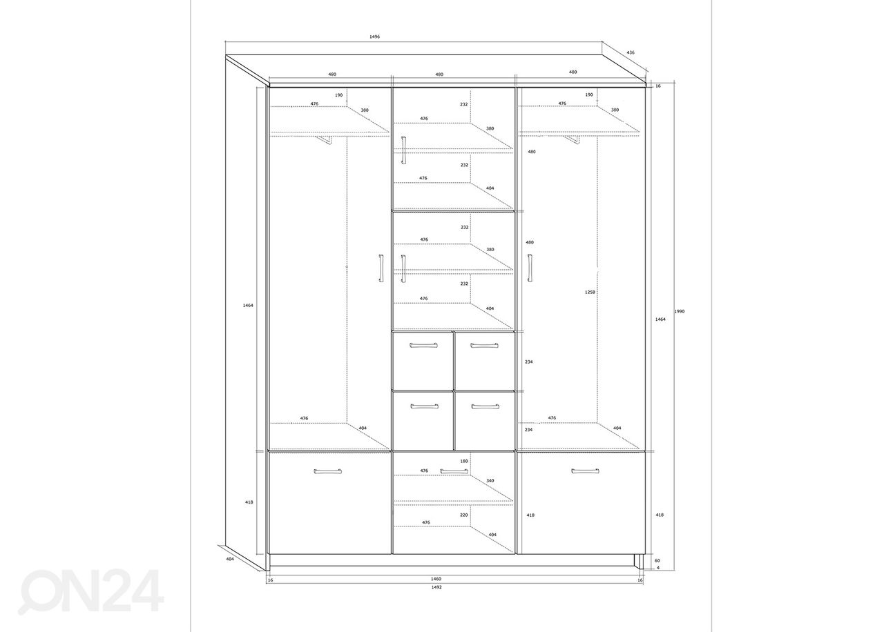 Esikukapp 150 cm suurendatud