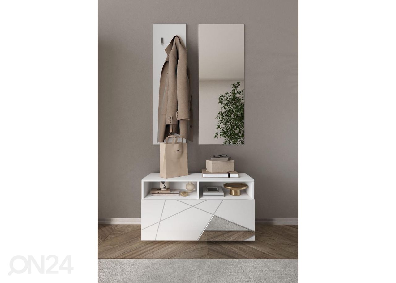 Esikukapp Vittoria 91 cm, valge läige/peeglid suurendatud