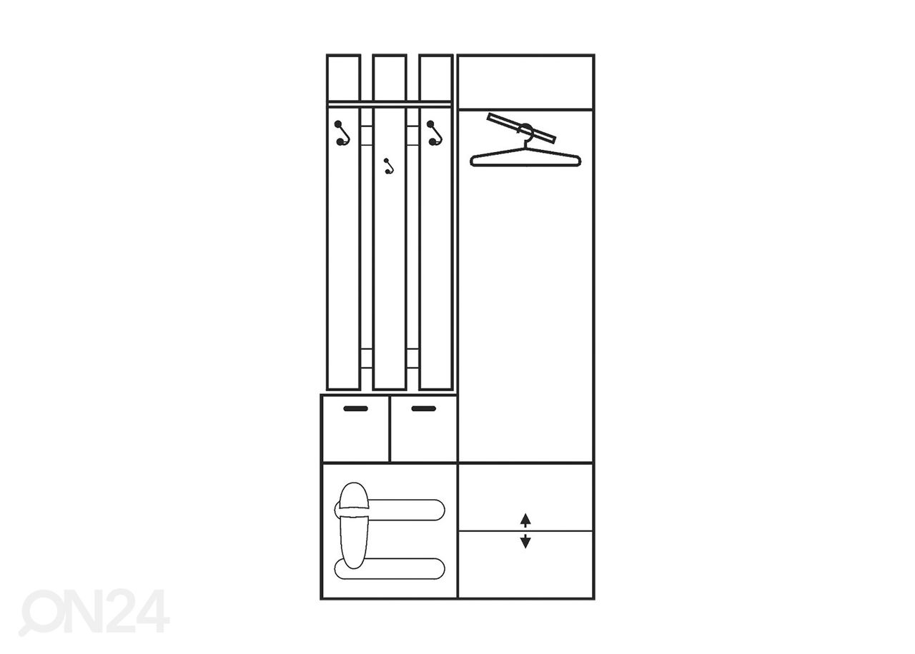 Esikukomplekt 103 cm suurendatud