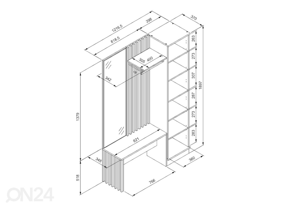 Esikukomplekt Medan 122 cm suurendatud