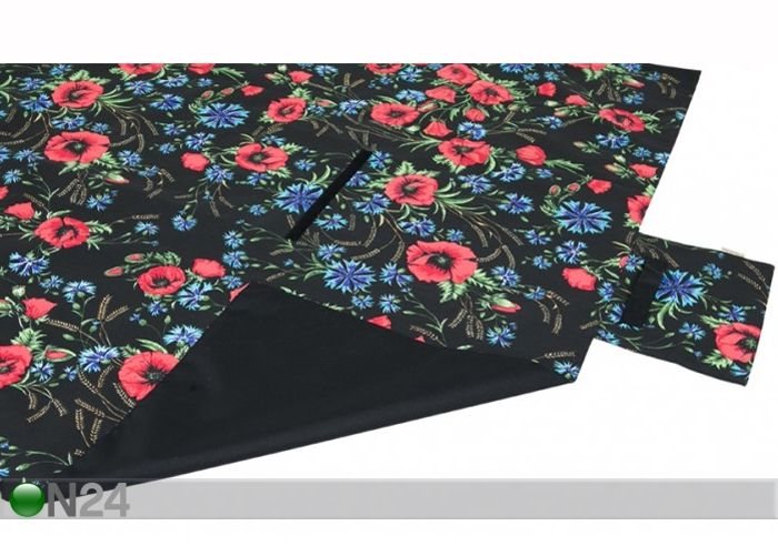 Etno piknikutekk Muhu tikandimotiividega, must 90x140 cm suurendatud