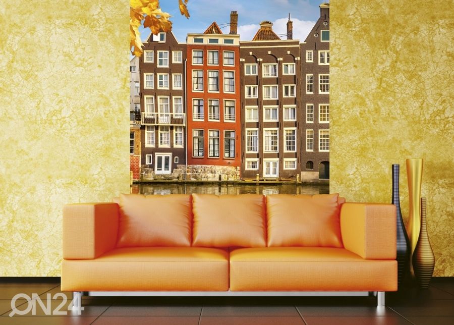 Fliis fototapeet Houses in amsterdam 150x250 cm suurendatud