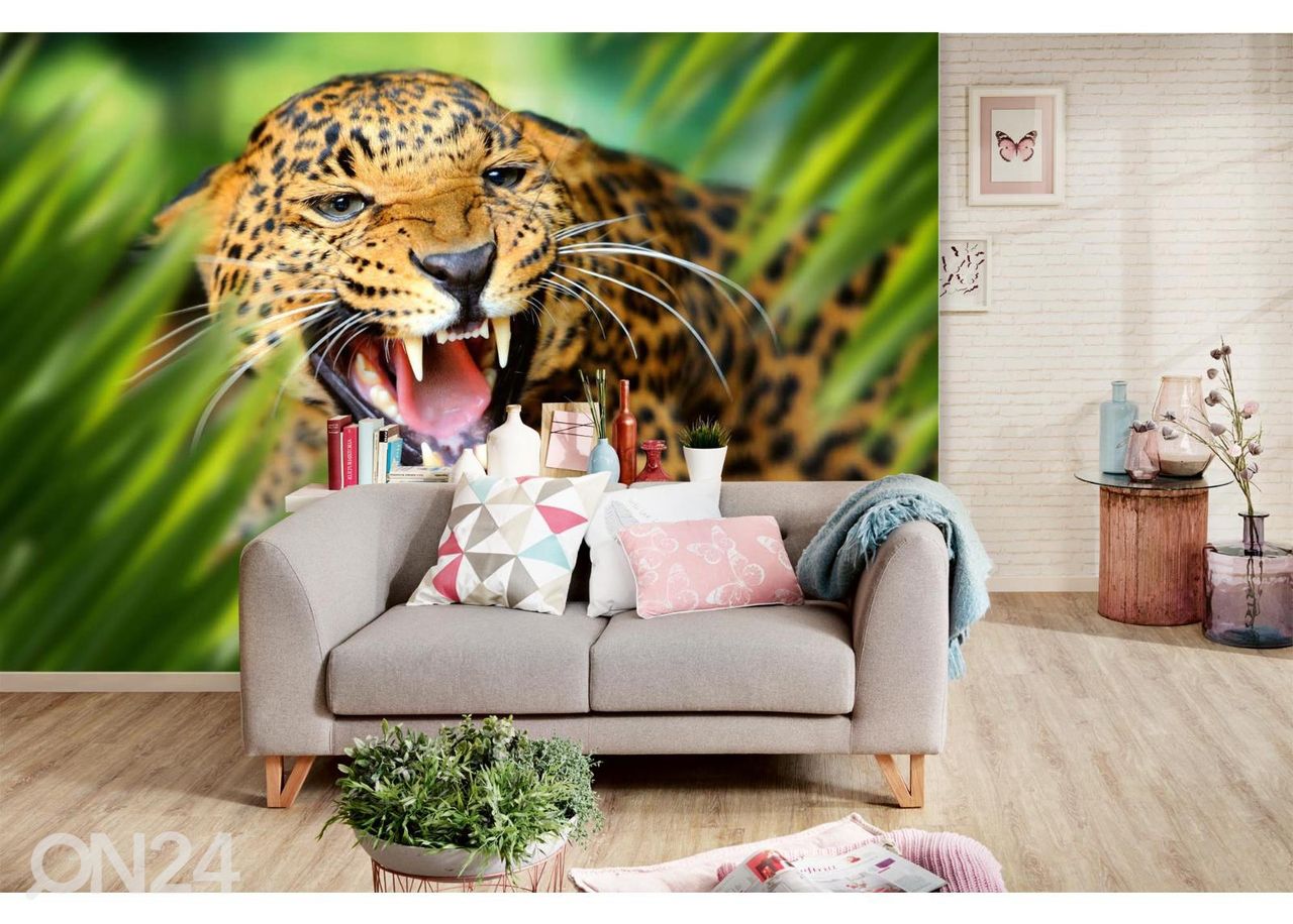 Fliis fototapeet Leopard Portrait In Jungle suurendatud