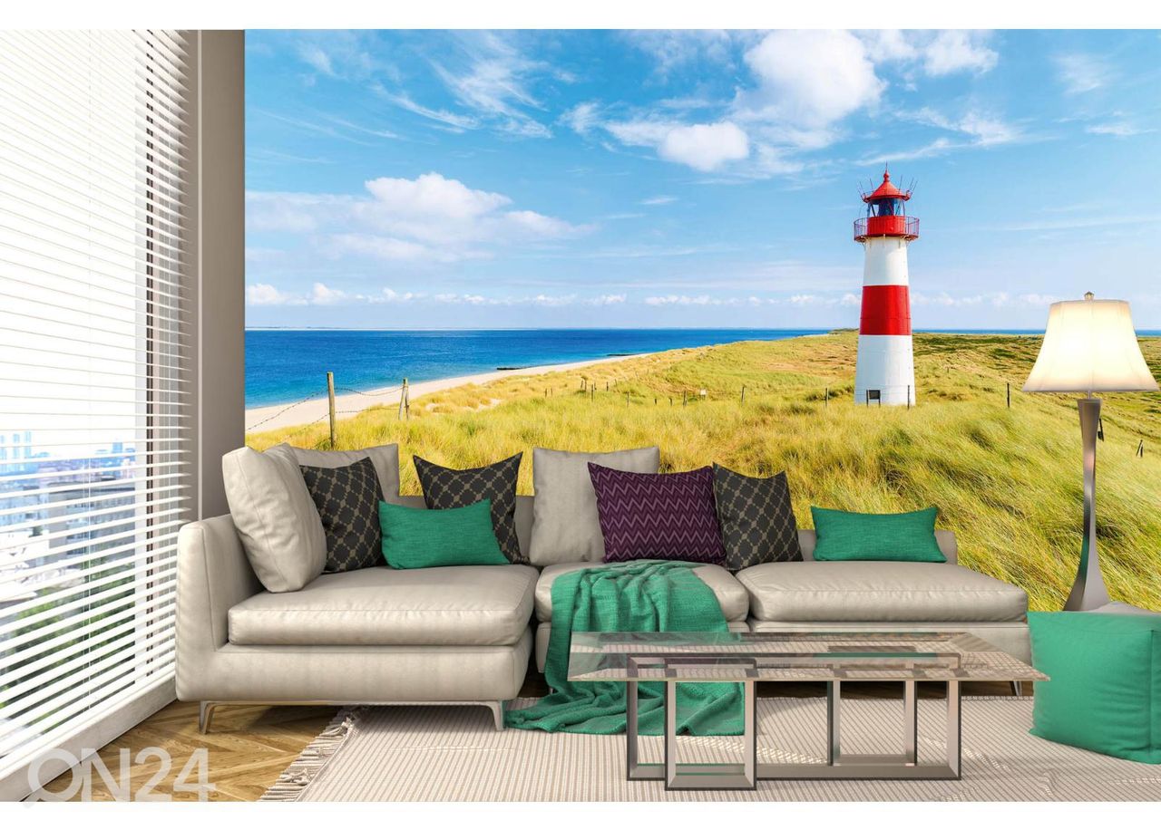 Fliis fototapeet Lighthouse On The Beach suurendatud