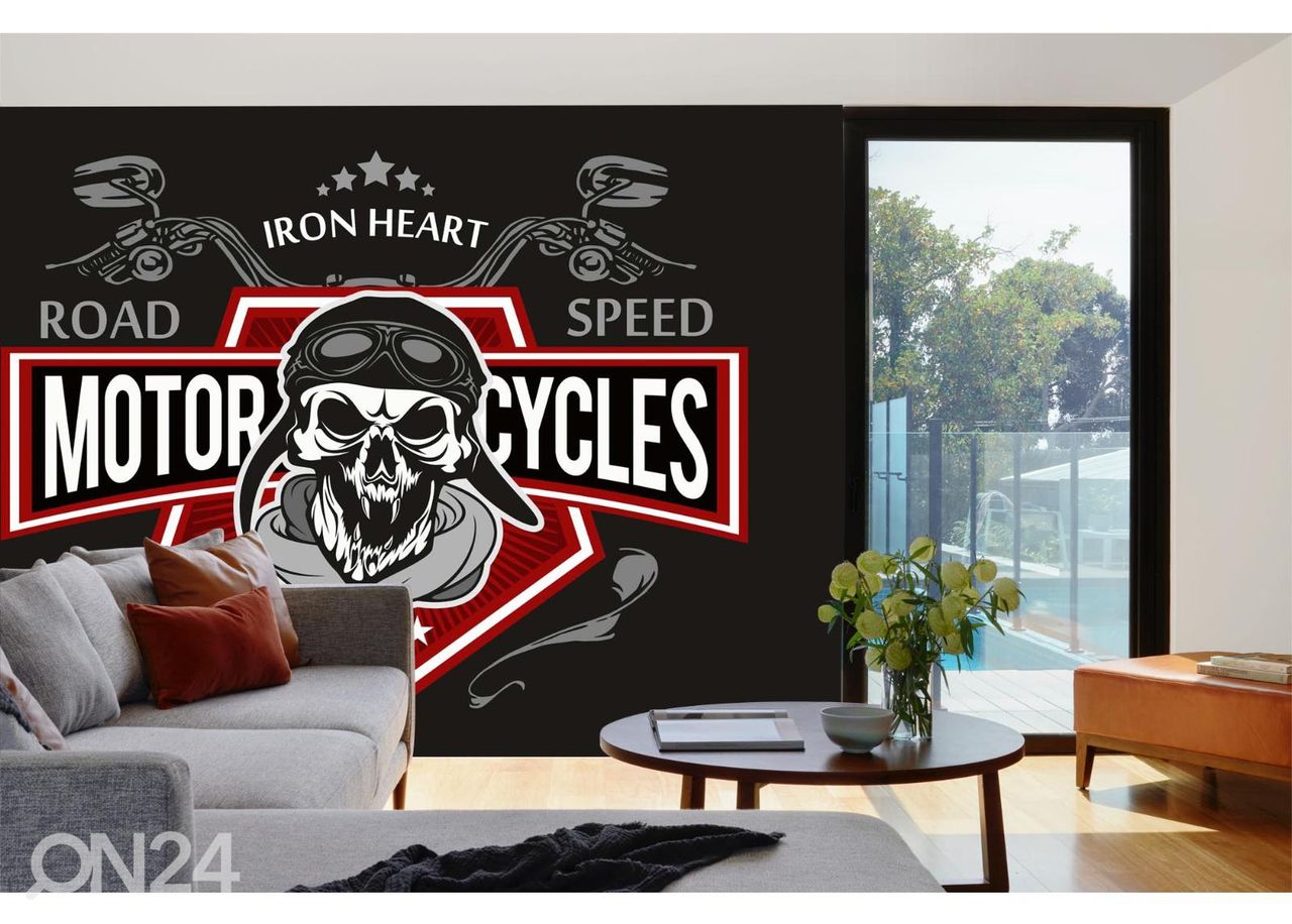 Fliis fototapeet Retro Biker Skull suurendatud