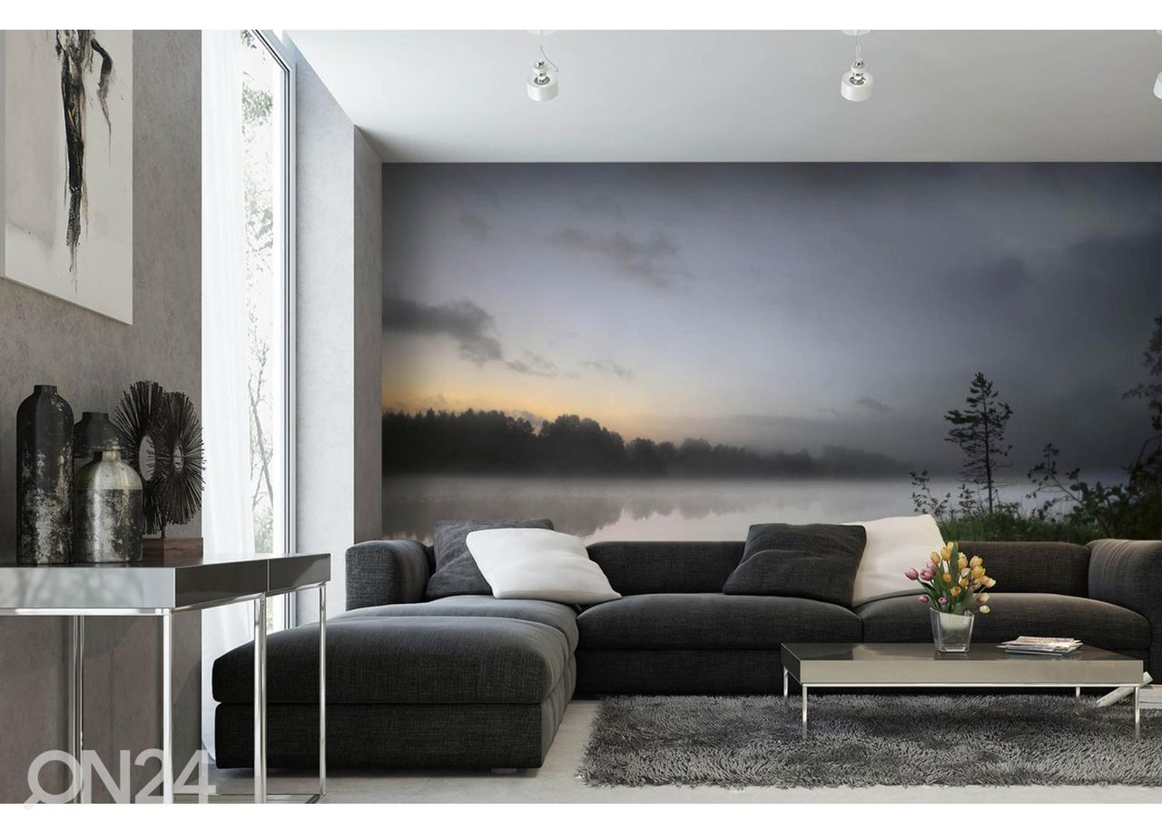 Fliis fototapeet Rural Sweden Lake suurendatud