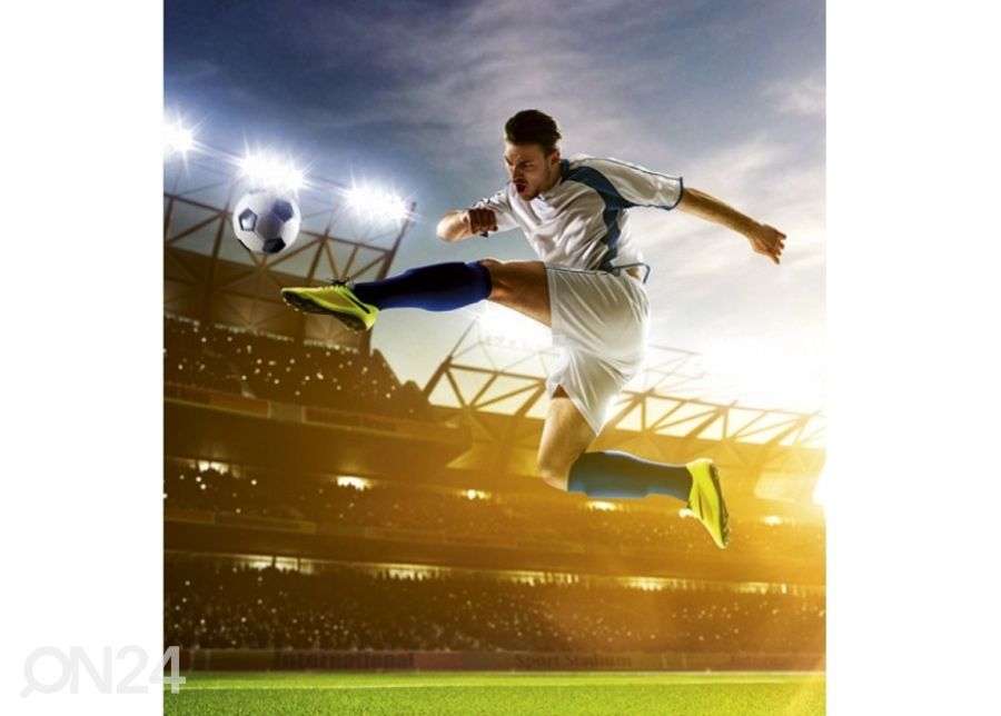 Fliis fototapeet Soccer player 150x250 cm suurendatud