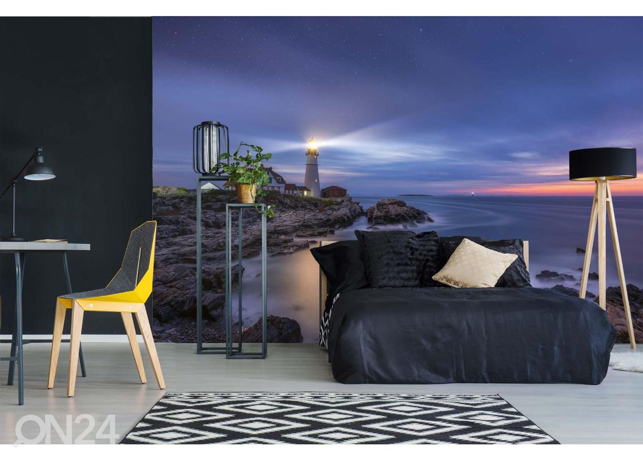 Fliis fototapeet Stars Over Lighthouse suurendatud