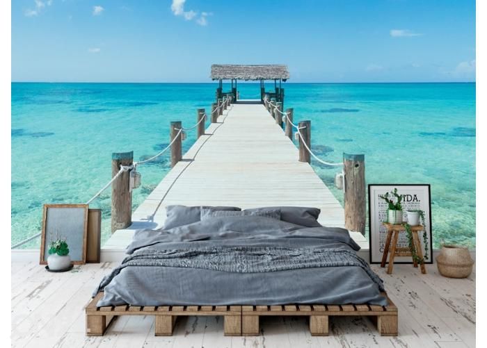 Fliis fototapeet Tropical Island Pier 416x290 cm suurendatud