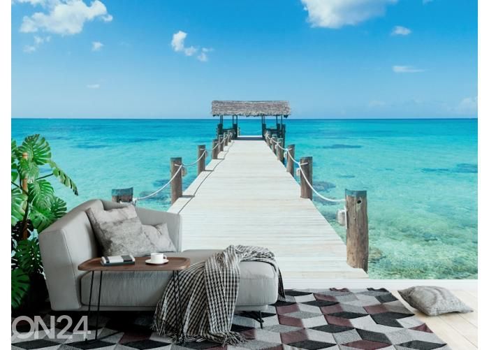Fliis fototapeet Tropical Island Pier 416x290 cm suurendatud
