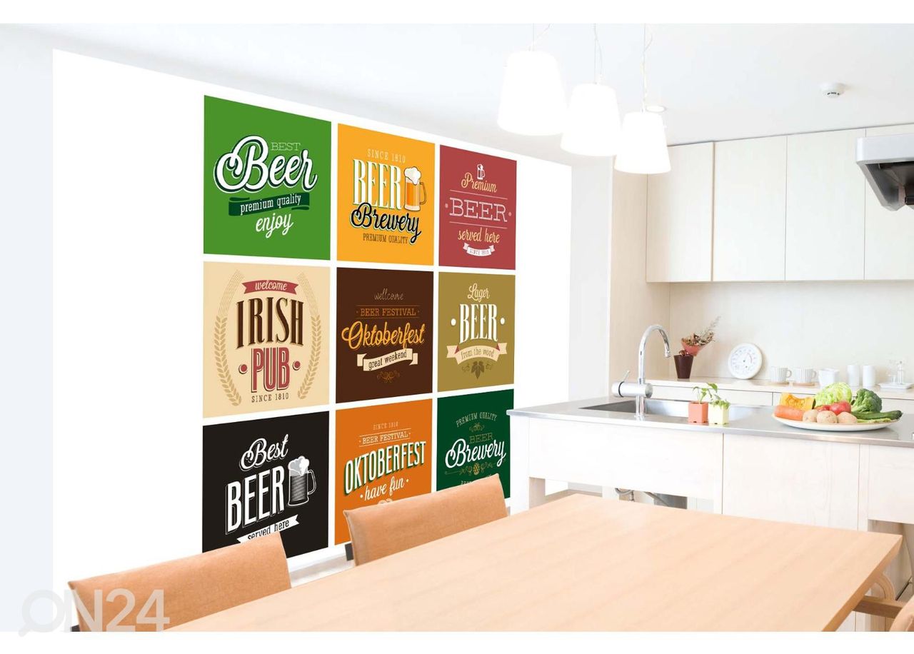 Fliis fototapeet Vintage Beer Set suurendatud