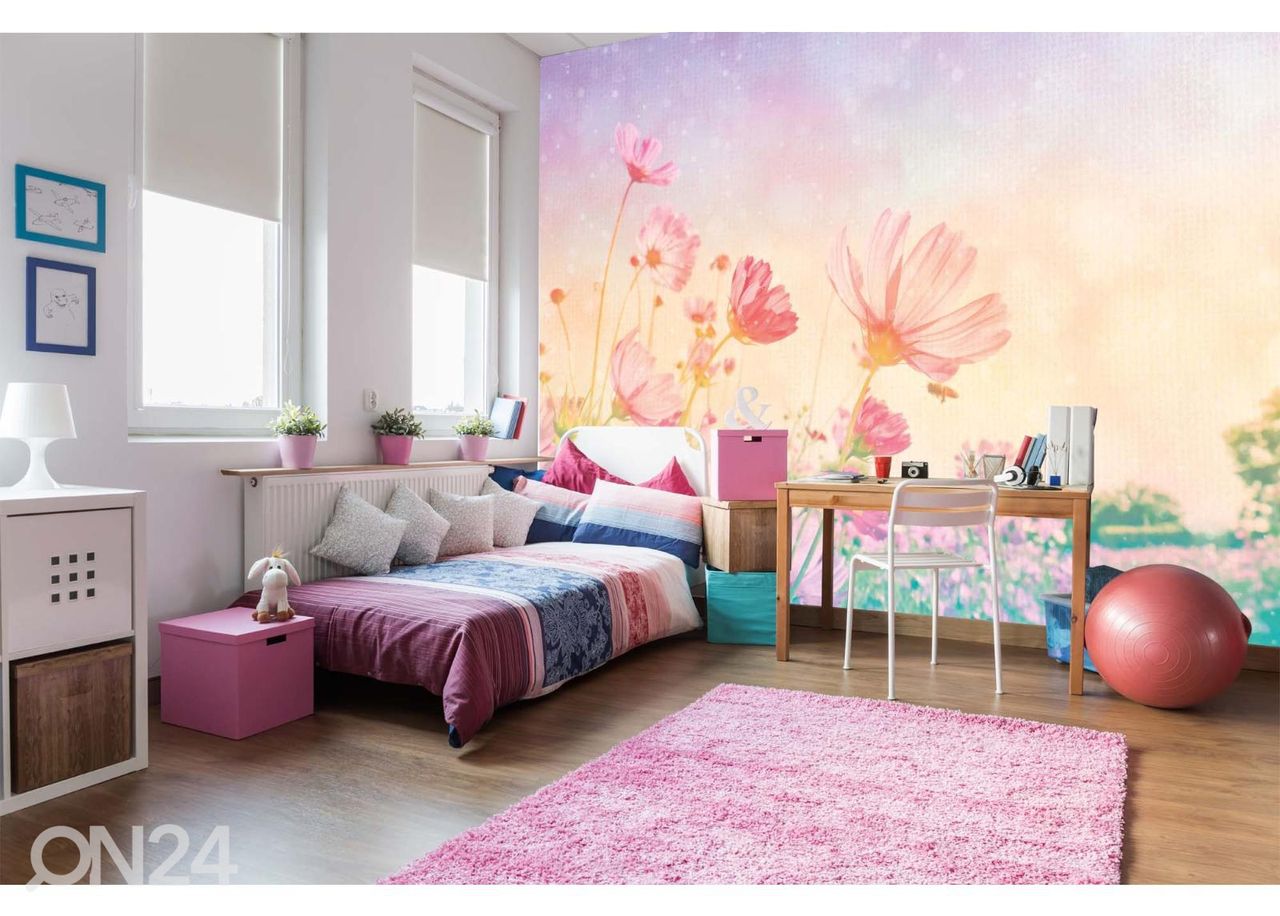 Fliis fototapeet Vintage Pastel Flowers suurendatud