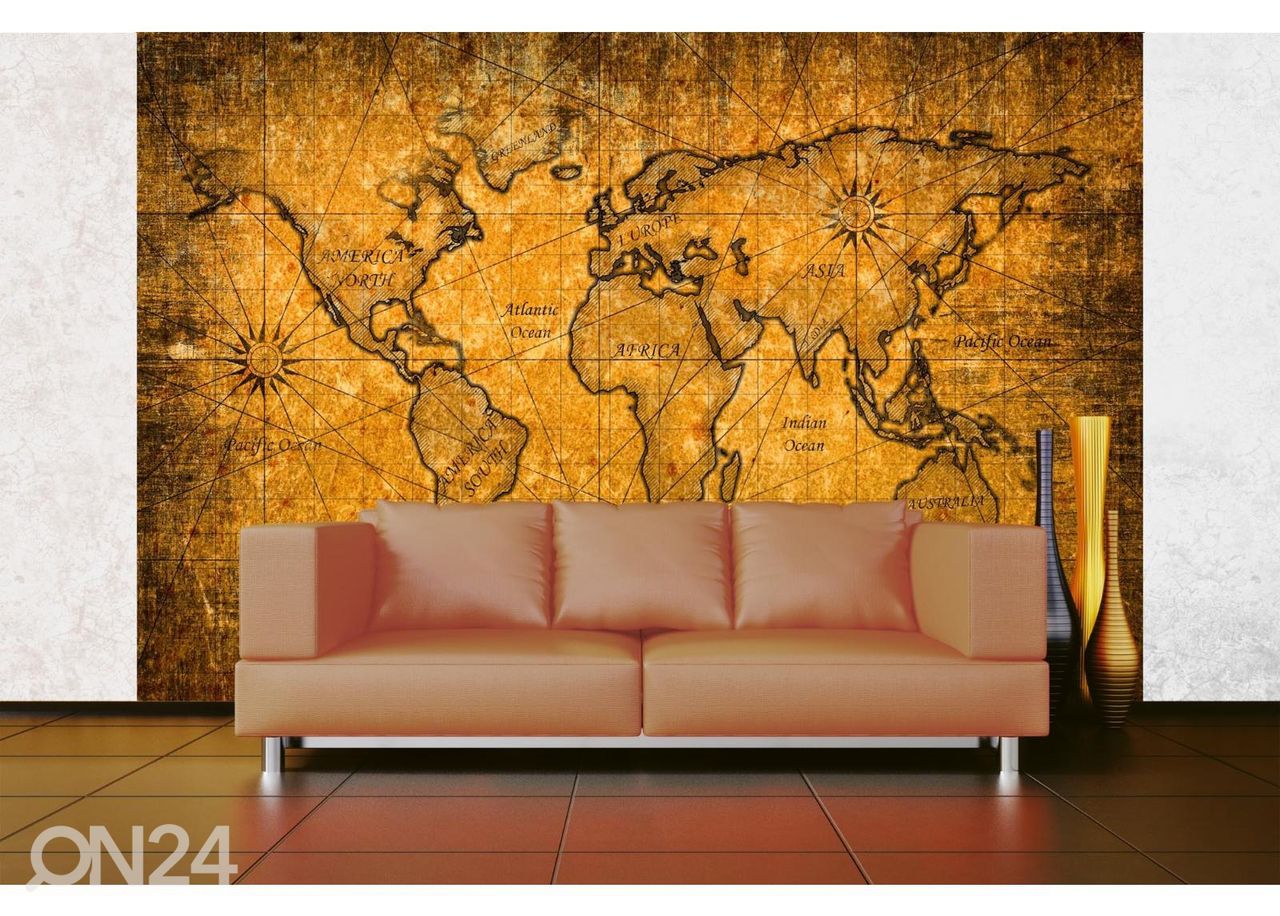 Fliis fototapeet Vintage World Map Ii suurendatud