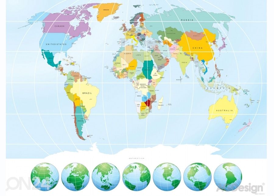 Fliistapeet World map 3 360x270cm suurendatud