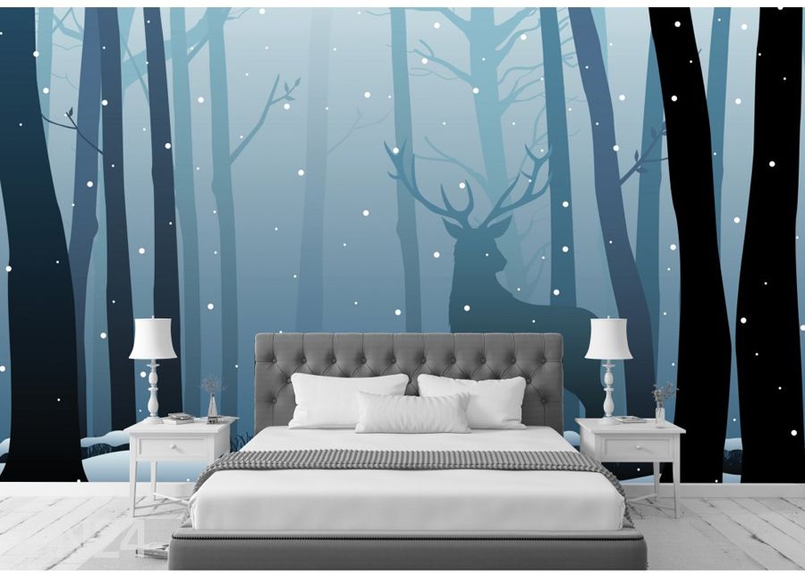 Fototapeet Deer in the dark wood 365x254cm suurendatud