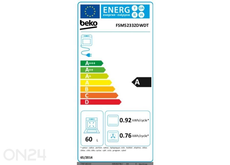 Gaasipliit elektriahjuga Beko FSM52332DWDT suurendatud