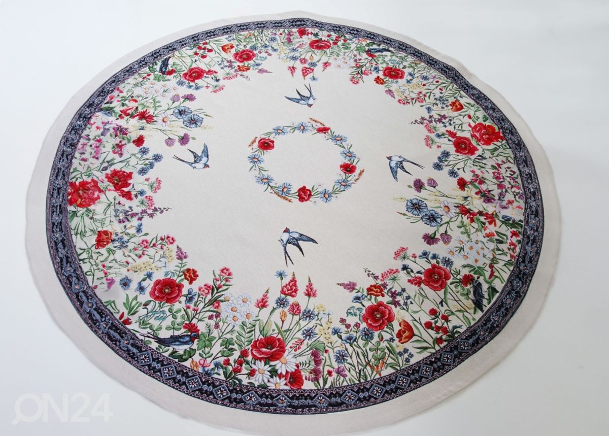Gobeläänkangast laudlina Chamomille Ø 140 cm suurendatud