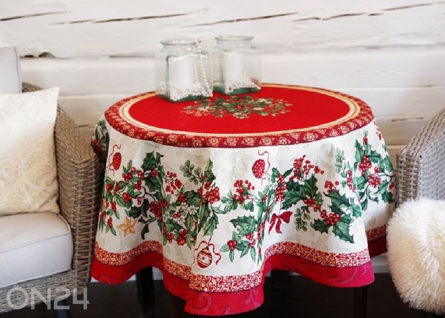 Gobeläänkangast ümmargune jõululaudlina Gingle Ø137 cm suurendatud