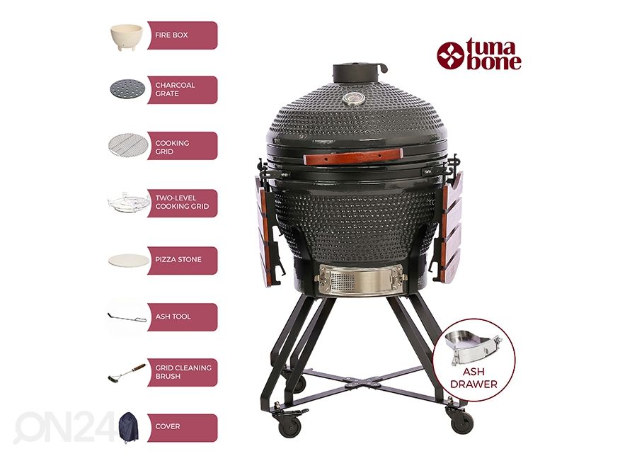 Grill TunaBone Kamado Pro TBG24GRAY-02, 24", tumehall suurendatud