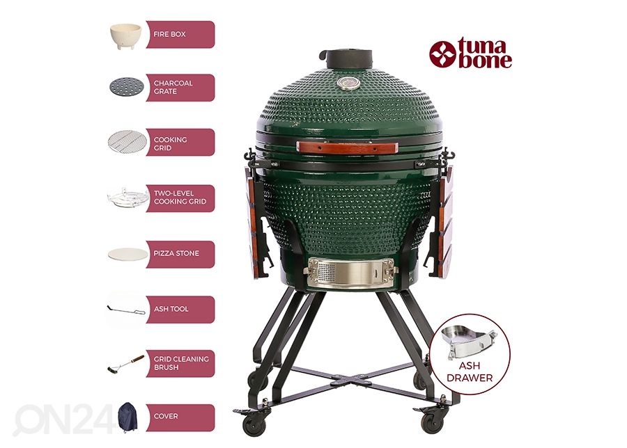 Grill TunaBone Kamado Pro TBG24GREEN-02, 24", roheline suurendatud