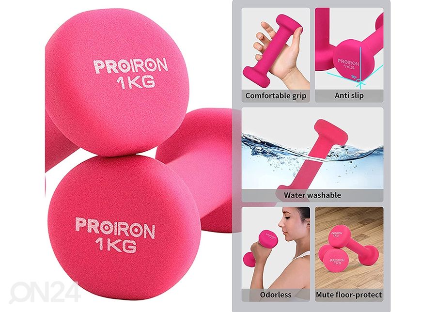 Hantlite komplekt ProIron Neopreen 1 kg+2 kg+3 kg, 6 tk suurendatud