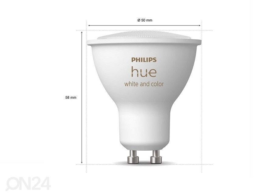 Hue White and Color ambiance elektripirnid 3xGU10 suurendatud