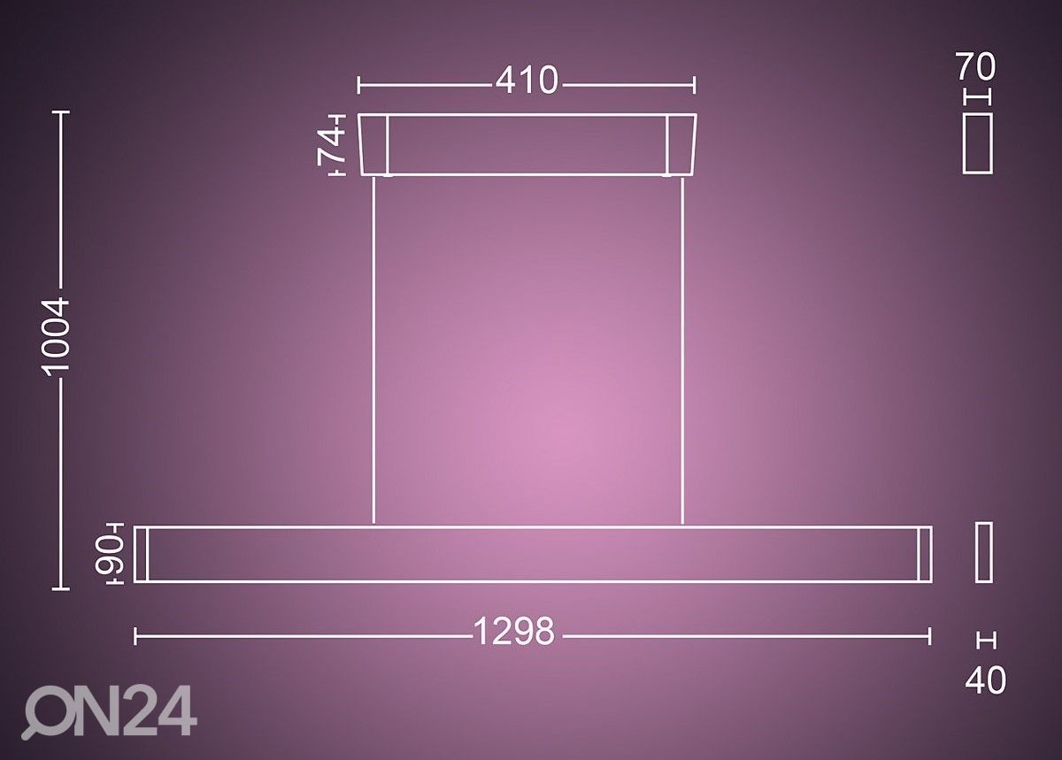 Hue White and Color ambiance Ensis nutikas valge rippvalgusti 2x39 W suurendatud